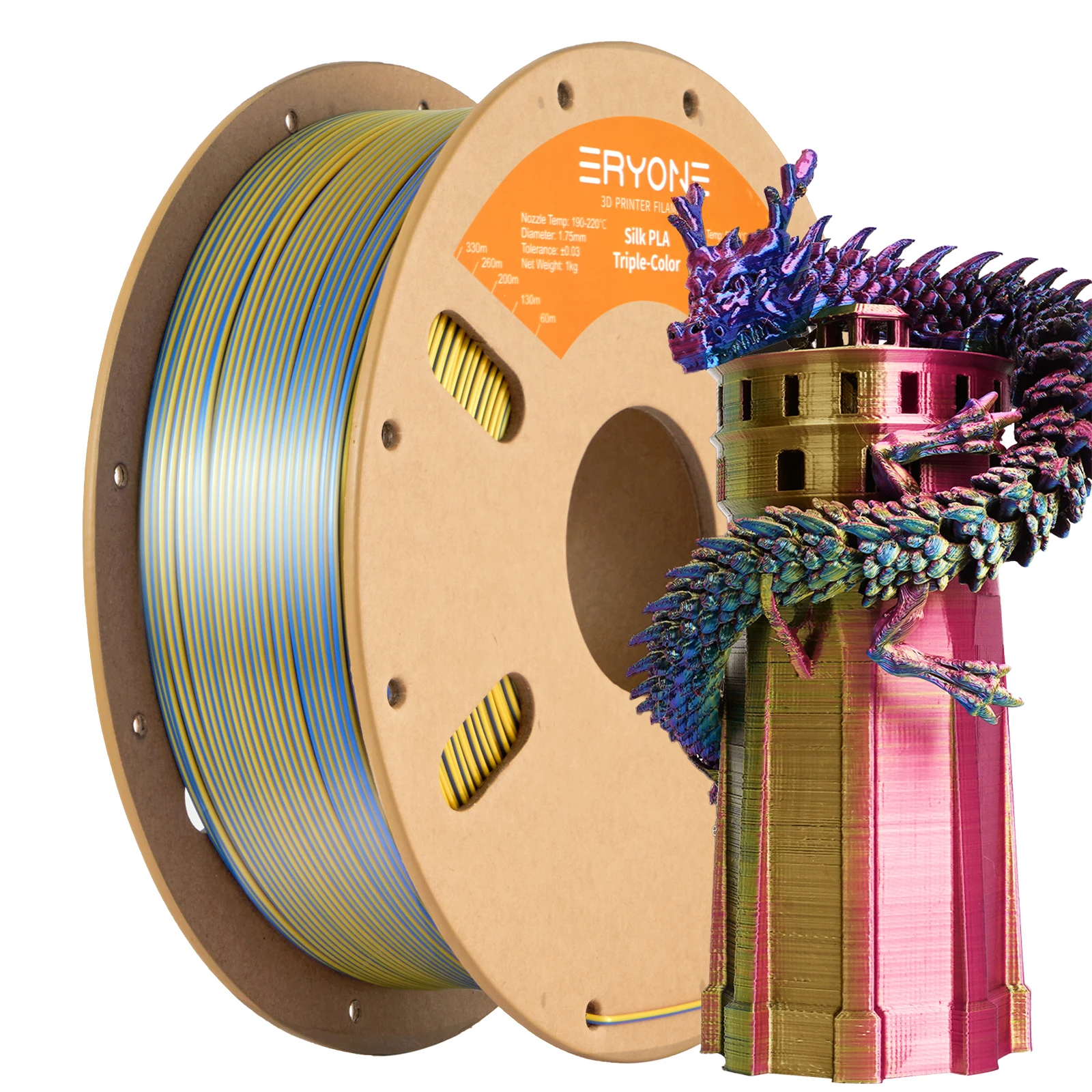 NEU ERYONE 1KG/3KG/10KG Aktion Dreifarbiges Seiden-PLA-Filament für 3D-Druck 1,75mm Filament Hohe Qualität Kostenloser Schnellversand – Detail 9