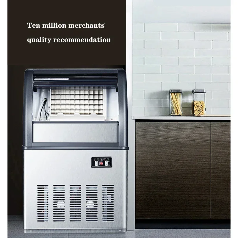 80KG Commercial Automatic Square Ice Ice Maker Bar Cafe Milk Tea Shop Maker 110V/220V Household Square Cube