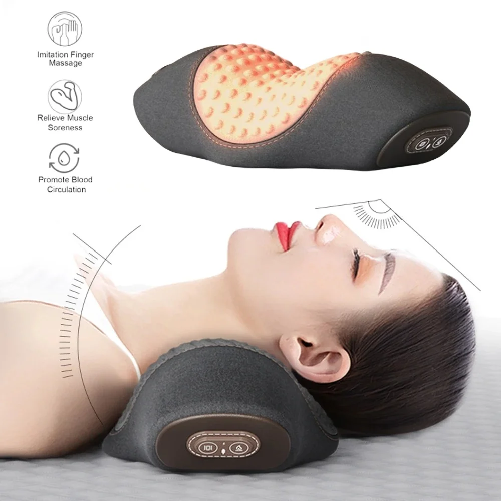 Cuscino elettrico massaggiatore termico a vibrazione rilassa la colonna cervicale riduce l'affaticamento muscolare allevia i problemi del sonno spalla_voghion.com