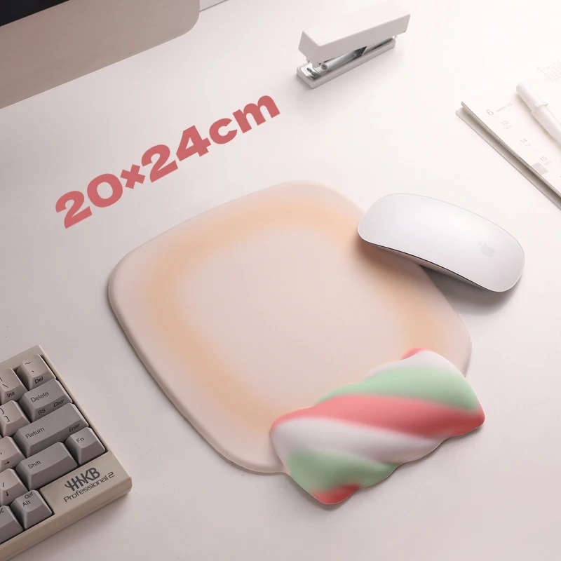 Wrist Rest Keyboard Cute Mouse Pad Set with Wrist Rest Ergonomic Wrist Pad Memory Foam Non-Slip Base Cute Gradient Wrist Rest