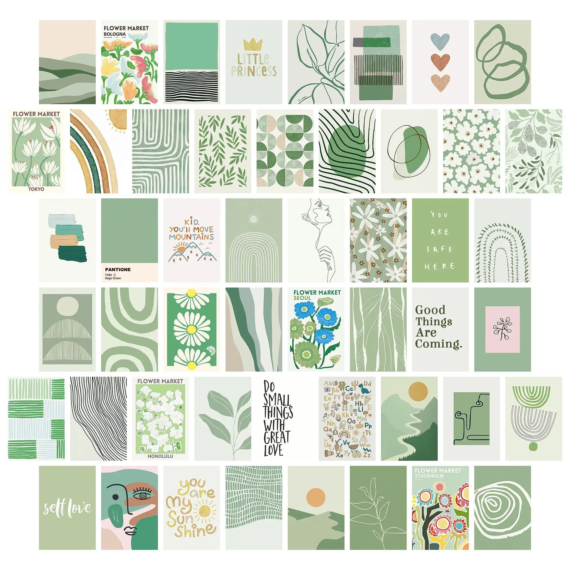 50pcs Coated Paper Art Postcards Posters Decorative Paintings Color Aesthetics Business Cards Home Decor
