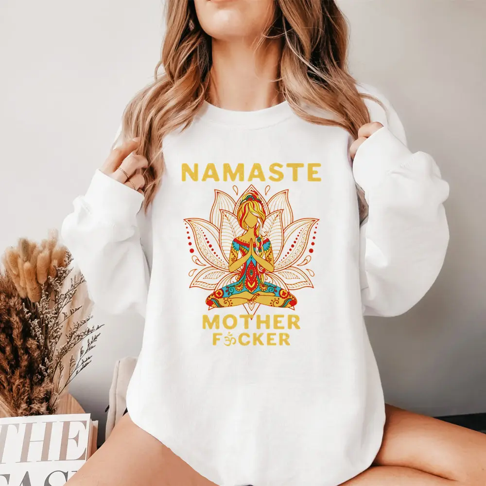 

Vintage Namaste Mother Hoodies Women Autumn Fashion Sweatshirts Casual O-Neck Long Sleeved Streetwear Winter Clothes Ladies
