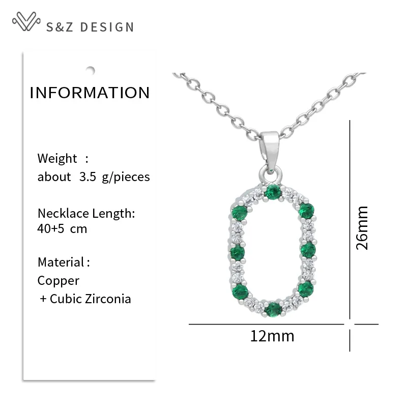 S&Z DESIGN New Fashion Temperament Annular Egg Shape Oval Cubic Zirconia Pendant Necklace For Women Girls Daily Accessories