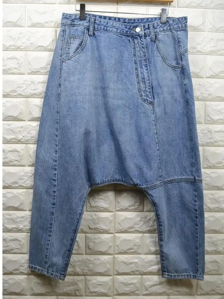 Women High Waist Chic Nine Points Harem Blue Jeans Hip Hop Street Cross-pants Full Length Clothing Boyfriend Washed Pants 2022 | Женская