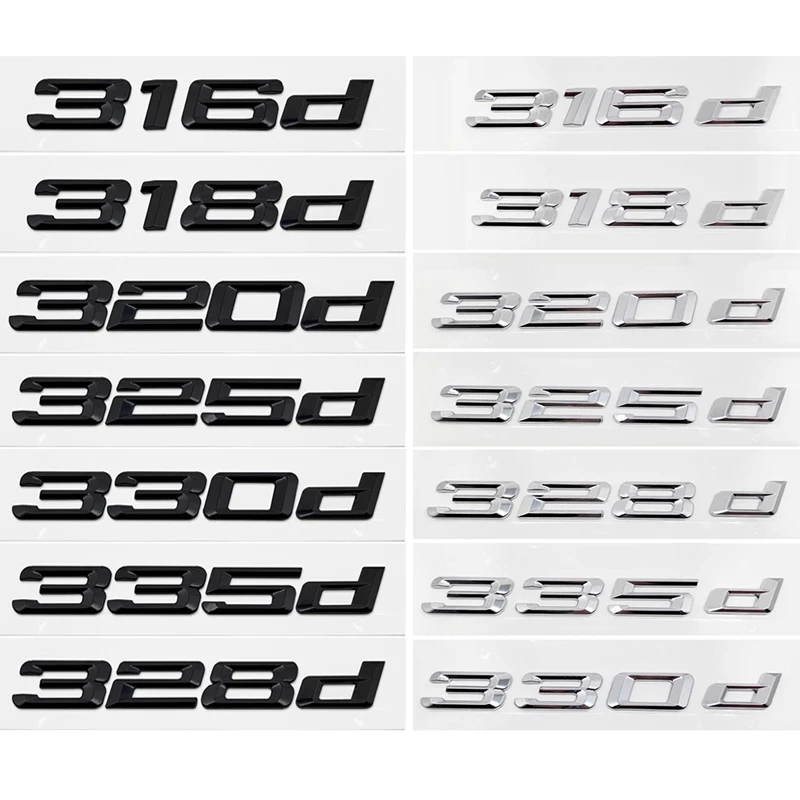 

3D Chrome Car Letters Rear Trunk Emblem Badge Sticker For BMW E90 E46 F30 F31 E36 316d 318d 325d 328d 330d 320d Logo Accessories