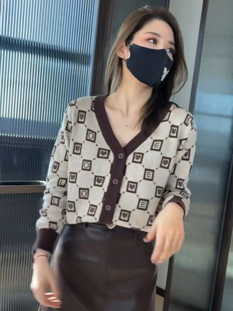 Carta de Amor Primavera para Mulheres Jaqueta de Manga Longa com Decote em v Camisola Cardigan Moda Casual Preguiçosos Mulher Malha Camisolas Top Feminino 2022 4 Computers & Electronics