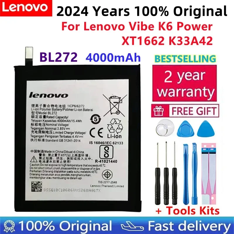 

100% Original 4000mAh Battery BL272 For Lenovo Vibe K6 Power For Lenovo XT1662 K33A42 Replacement Batteries