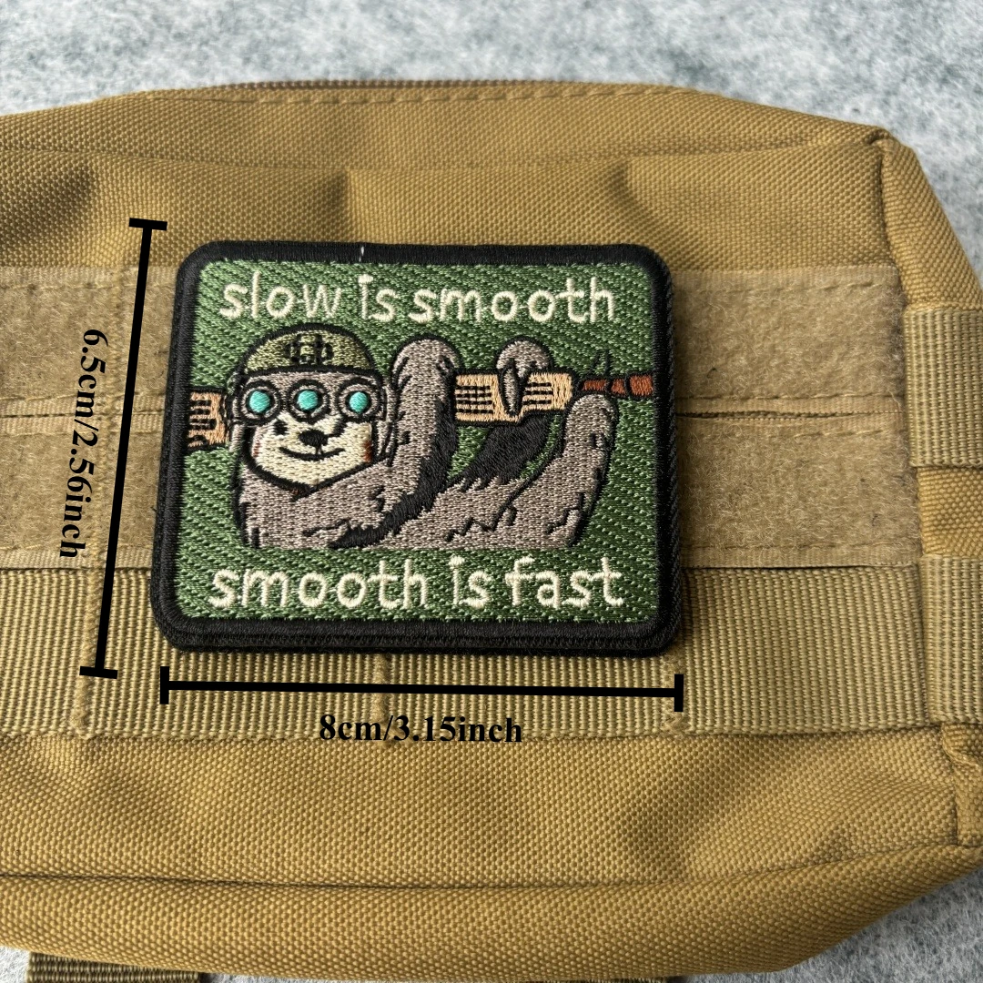 Tactical Sloth Embroidered Patch - Morale Badge with Hook & Loop Fastening