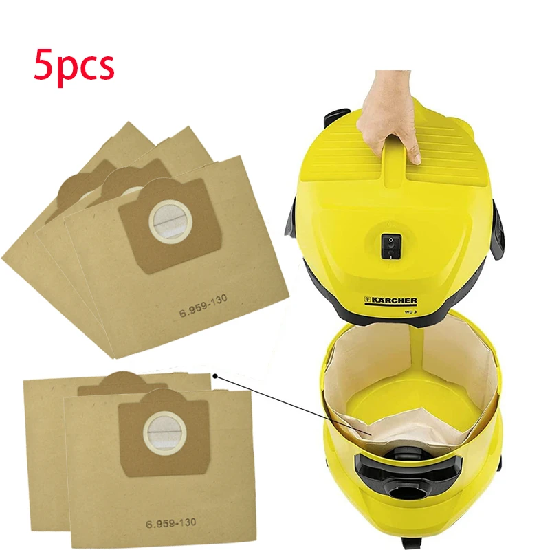 5PCS Vacuum Cleaner Dust Bag for Karcher WD3 WD3200/Rowenta RB88 RU100