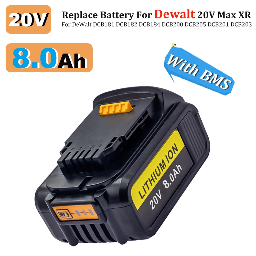 

Аккумулятор DeWalt MAX XR DCB200 DCB205 DCB201 DCB203 DCB180 DCB181 DCB182, 20 в, 8 А ч, литийионный