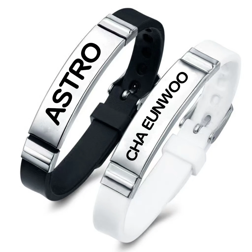 ASTRO KPOP CHAEUNWOO moonbin YOONSANHA MJ Silicone & Stainless Steel Bracelets Bangles for Fans bangle bracelet stainless steel bracelet silicone bracelet