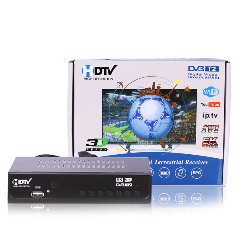 Decodificador/receptor de TV digital terrestre DVB-T2 IPTV H.265 Full HD,  1080P, decodificador estándar con codificación HEVC Main de 10 Bit, soporte  WiFi : : Electrónica