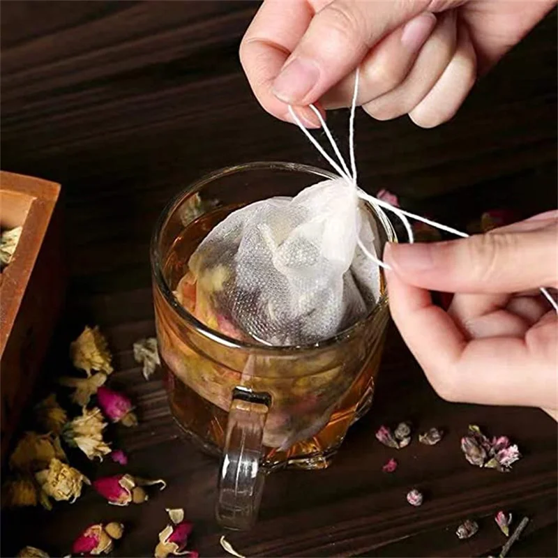 100Pcs Tea Bags Disposable Filter Bags Tea Infuser String Heal Seal Food Grade Non-woven Fabric Natural Filter disposable tea filter bags disposable tea bags