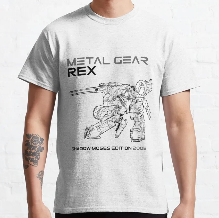 Metal Gear Solid Big Boss Sketch Graphic Cotton T-Shirt - Plus Size Men's Gaming Apparel