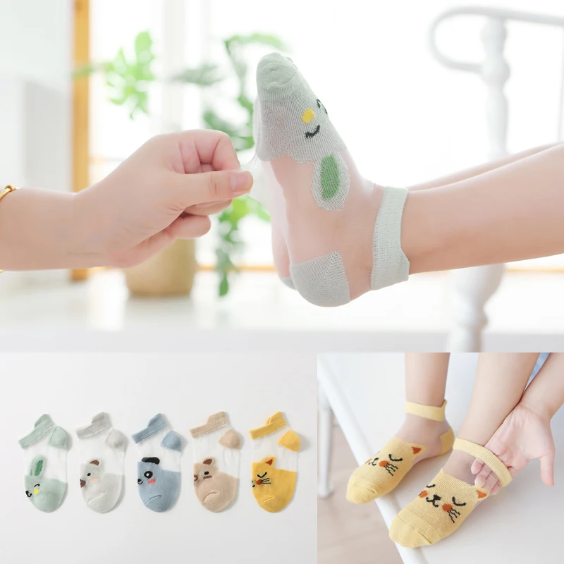 Children's ultra-thin summer socks for boys and girls cute animal socks for babies cartoon breathable stockings 3 24m baby romper clothes for boys and girls cute animal cartoon summer short sleeved cotton jumpsuits for newborn babies