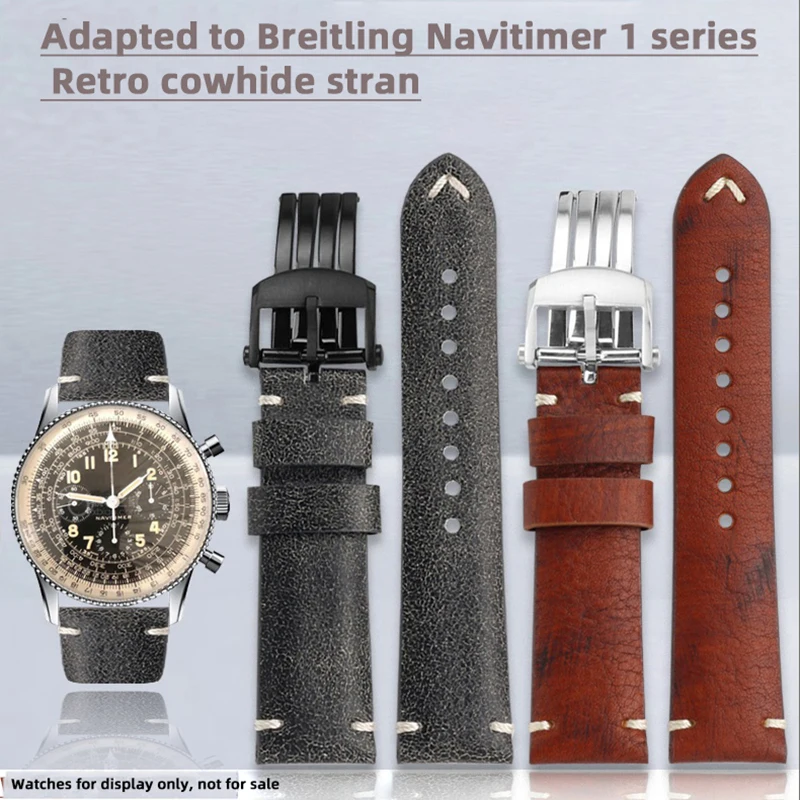 Adatto Per L'Orologio In Pelle Vintage Breitling Avengers Reconnaise Plane Superocean Colt Series Con Cinturino Maschio Da 22Mm