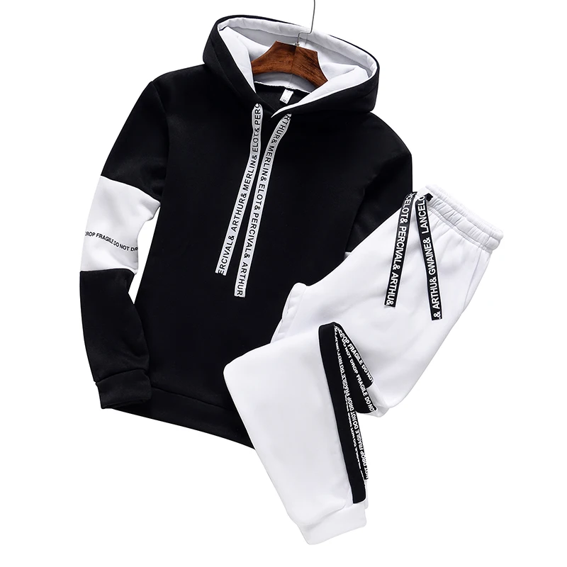 

Men Tracksuit Set Autumn Winter Hoodies Sweatshirt Men's Sportswear Sweatshirts+Sweatpants 2 Pieces Hip Hop Pullover Hoody