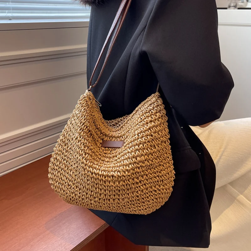 TrendAura Bohemian Straw Woven Shoulder Bag Crossbody Versatile Lightweight For Everyday Style Lovers main image 0