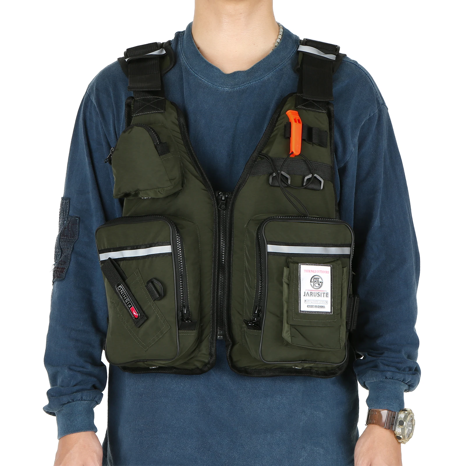 Gilet De Sauvetage Pêche JARUSITE – Multi Poches, Flottabilité Professionnelle