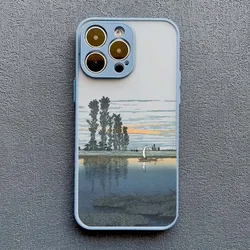 Japanese Aesthetic Landscape Phone Case - Artistic Scenery Back Cover - iPhone 13 Mini (Greyblue RSFJ 9)