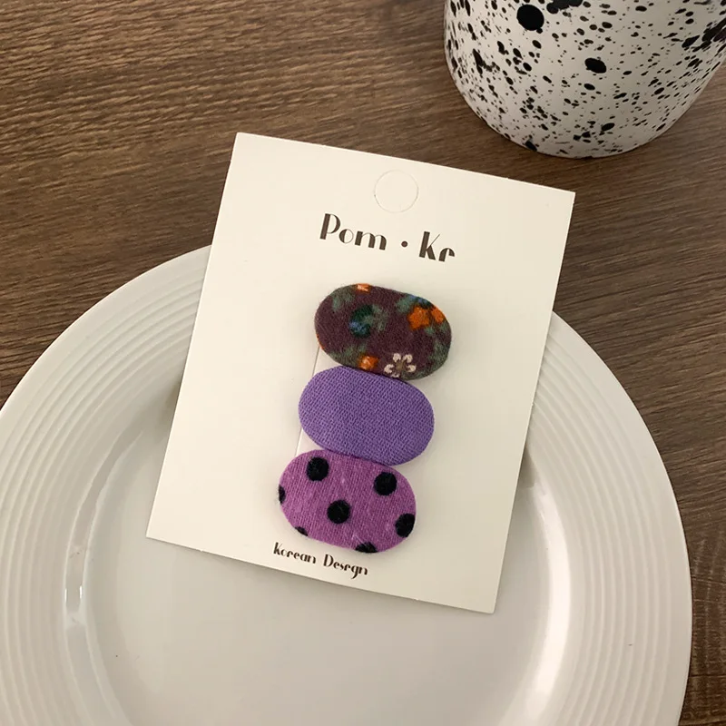 2/3pcs Kids Hari Clip Aesthetic Cute Sweet Floral Knit Plush Children Barrettes Headwear Hair Accessories