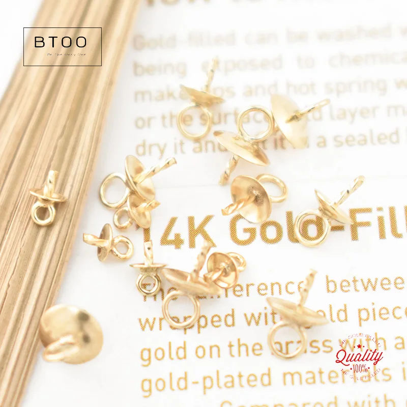 Echte 14K Gold gefüllt Cup Twist Peg Tropfen 3MM/4MM/6MM Gold Bead Cap Gold gefüllt Schmuck Erkenntnisse DIY Zubehör – Detail 13