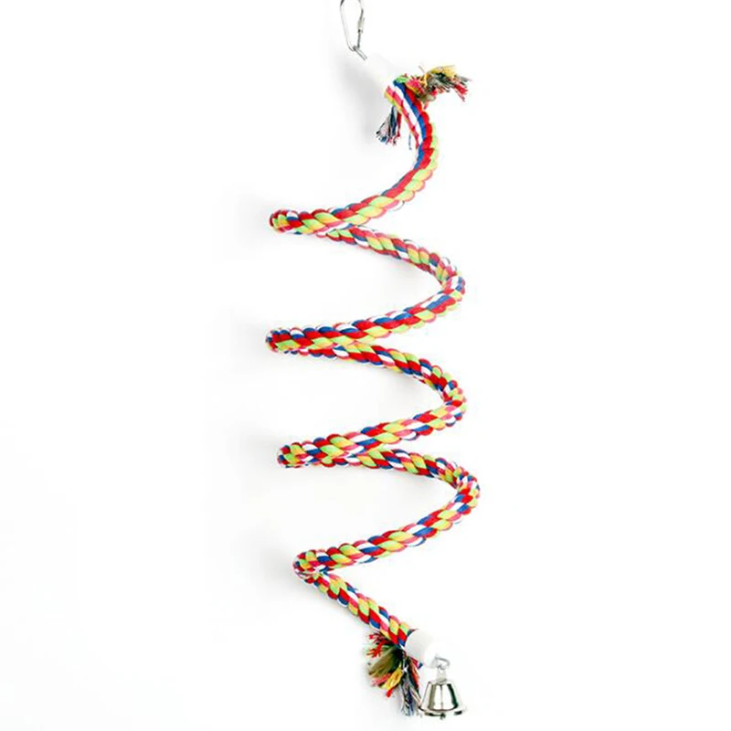 Parrot Hanging Nibble Toy Parrot Colored Cotton Rope Rotating Ladder Bird Cage Small Toy Pet Training Accessories parrot toy bird toy