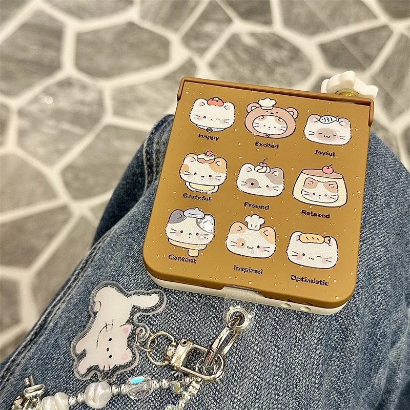 Korean Cute Cat Magnetic Phone Case with Magsafe Stand Chain - Kawaii Design