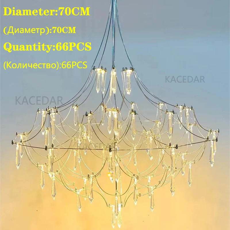 LED chandelier Clothing Store Nordic Postmodern Crystal Chandelier LED Stainless Steel Luxury Lamps Living Room Dining Table Firefly Luminaires ceiling chandelier