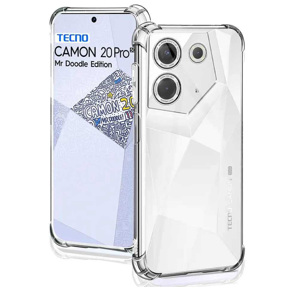KJYF per Tecno Camon 20 Cover, Trasparente Sottile Case Morbido