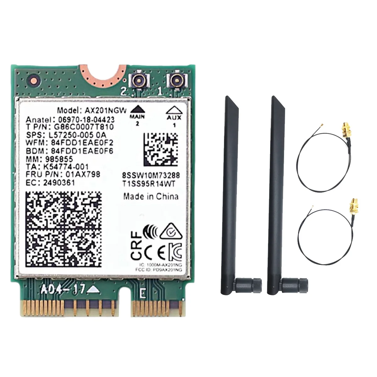 Scheda Wifi Ax201Ngw Con Doppia Antenna 2.4 Ghz + 5Ghz Wifi 6 3000Mbps M.2 Cnvio2 Adattatore Wifi Bluetooth 5.1 Per Win10