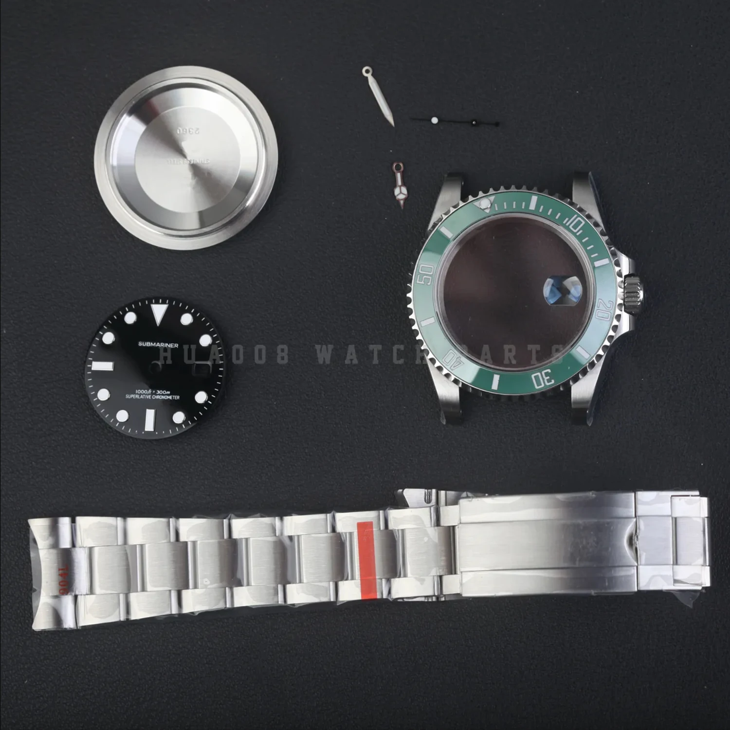 

2023 made NEW FIT 3235 Movement NOB watch case kit for SUB 41mm black dial and green bezel 126610