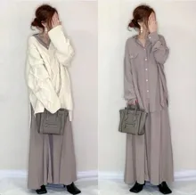 

Japanese Ladies Clothing Set 2022 New Spring Casual Blouse And Skirt Two Piece Sets Maxi Dress For Women Loose Female Suits