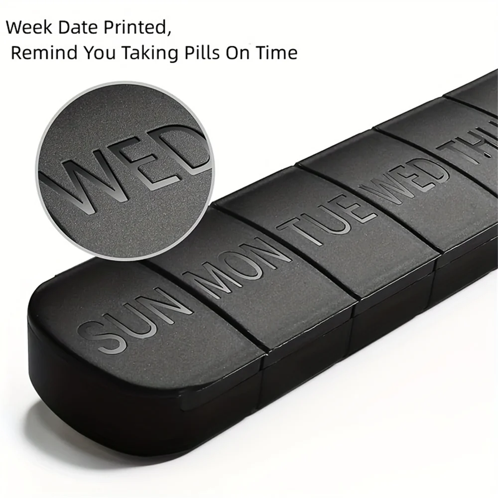 Portable Weekly Pill Organizer with 7-Day Compartments for Medicine and Supplements
