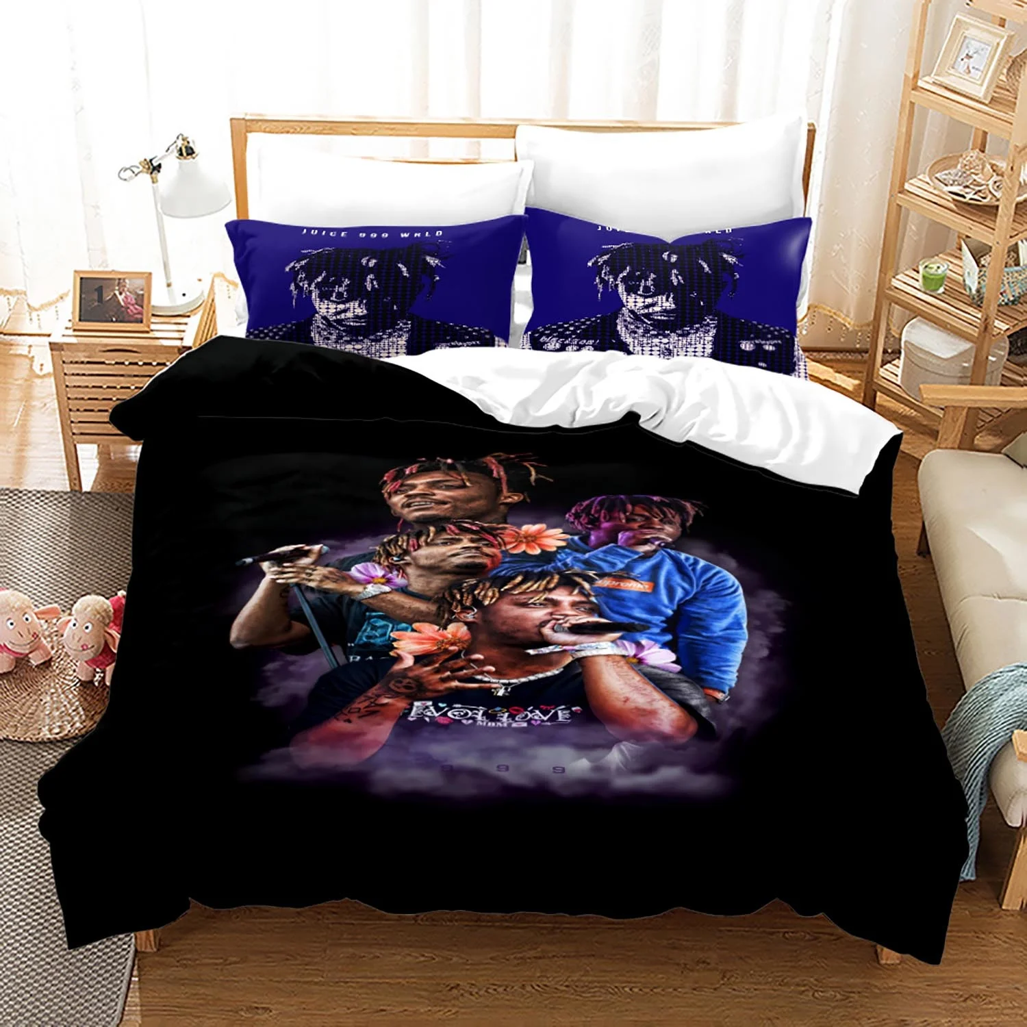 New Juice Wrld Bedding Set Single Twin Full Queen King Size Stars Juice Wrld Bed Set Aldult Kid Bedroom Duvetcover Sets 3D 018 5