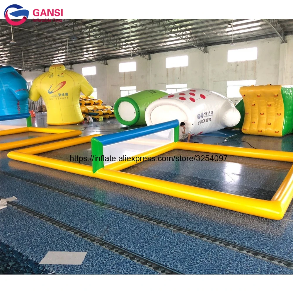 Commercial Outdoor Floating Inflatable Volleyball Field With Net Float Water Beach Volleyball Court customized inflatable sport field beach inflatable water volleyball court for sale