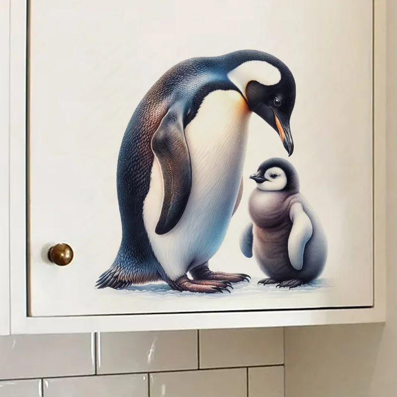 QT652# Adorable Waddling Penguin Self-Adhesive Toilet Stickers,Wall Decal Removable, Reusable Vinyl Car Sticker for Bathroom