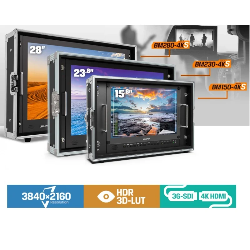 

LILLIPUT BM150 BM230 BM280-4KS New 28"; 3840x2160 4x4K HDMI 3G-SDI In&Out Broadcast Director Monitor with HDR,3D-LUT,Color S