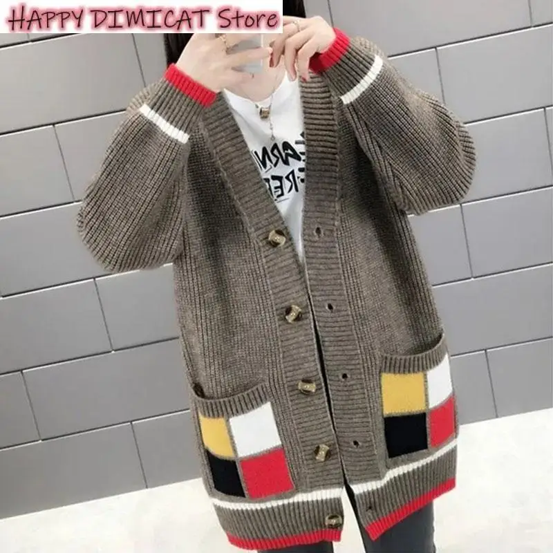 

Sweaters Cardigan for Women Knitting Tops Cardigans Woman Fashion Aesthetic Pockets Sweater Coat Winter New Mix Color
