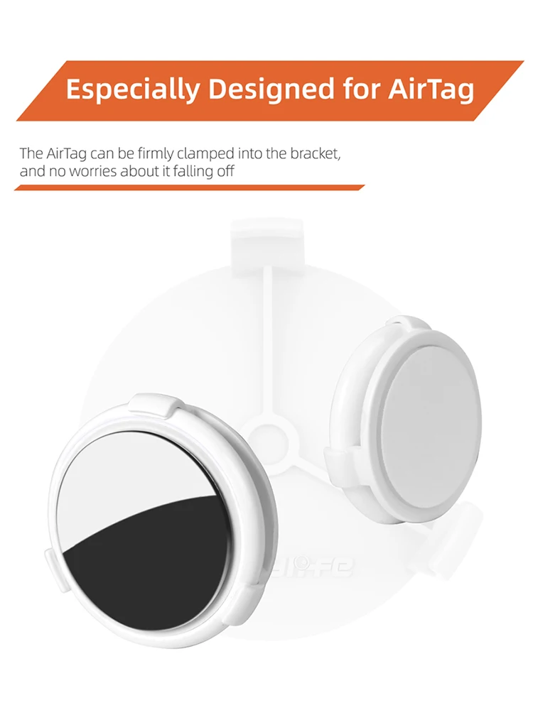 Cinq coques silicone pour AirTag de différentes couleurs, présentées en rangée.
