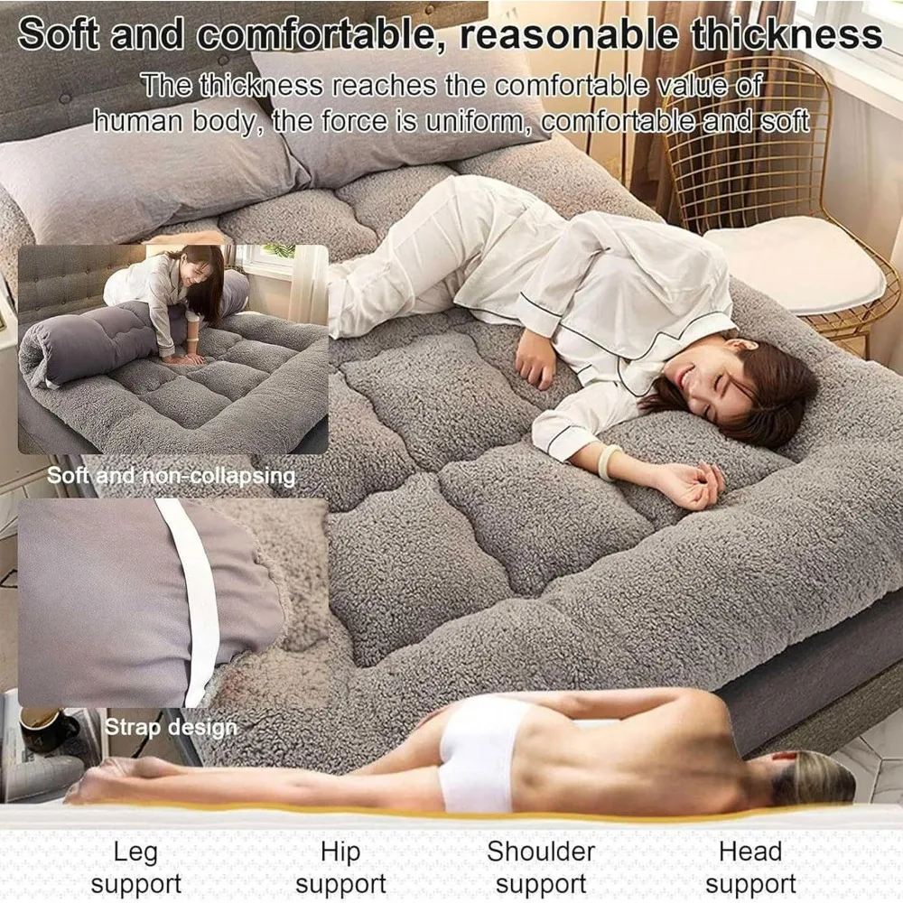 Memory Foam Mattress，Floor Futon Mattress,Thicken Fluffy Sleeping Pads,Portable Folding Tatami Mat,Floor Bed for Guest RV 4