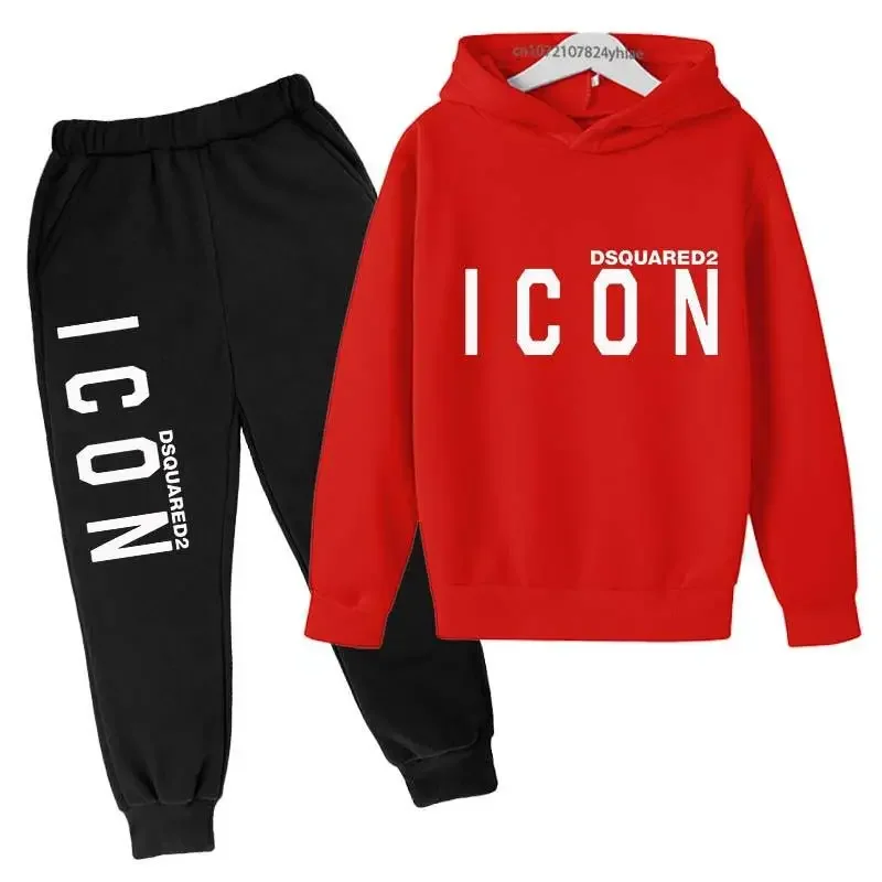 thumbnail image 1 of Conjuntos de ropa de moda para niños y niñas de 2 a 13 años, sudadera con capucha y pantalones de manga larga con estampado de letras, informal, para primavera y otoño, 1 of 5