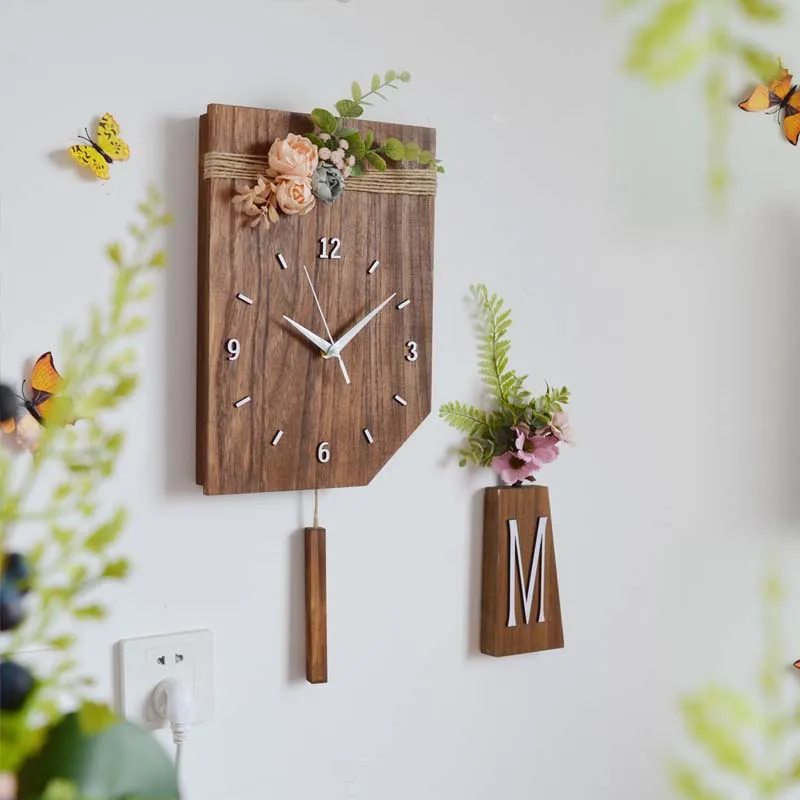 

Antique Wooden Wall Clock Solid Wood Home Decor Hanging Bedroom Wall Clock Personalised Decor Rustic Duvar Saati Home