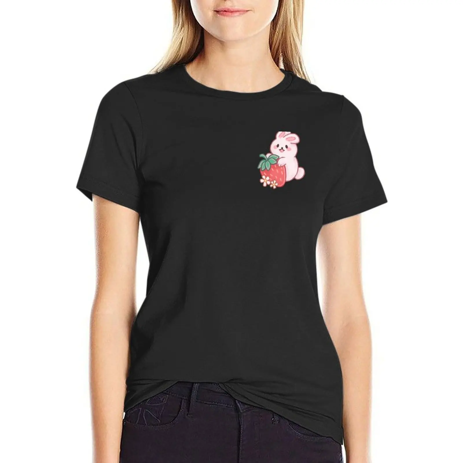 Strawberry Bunny T-Shirt female hippie clothes t shirts for Women graphic