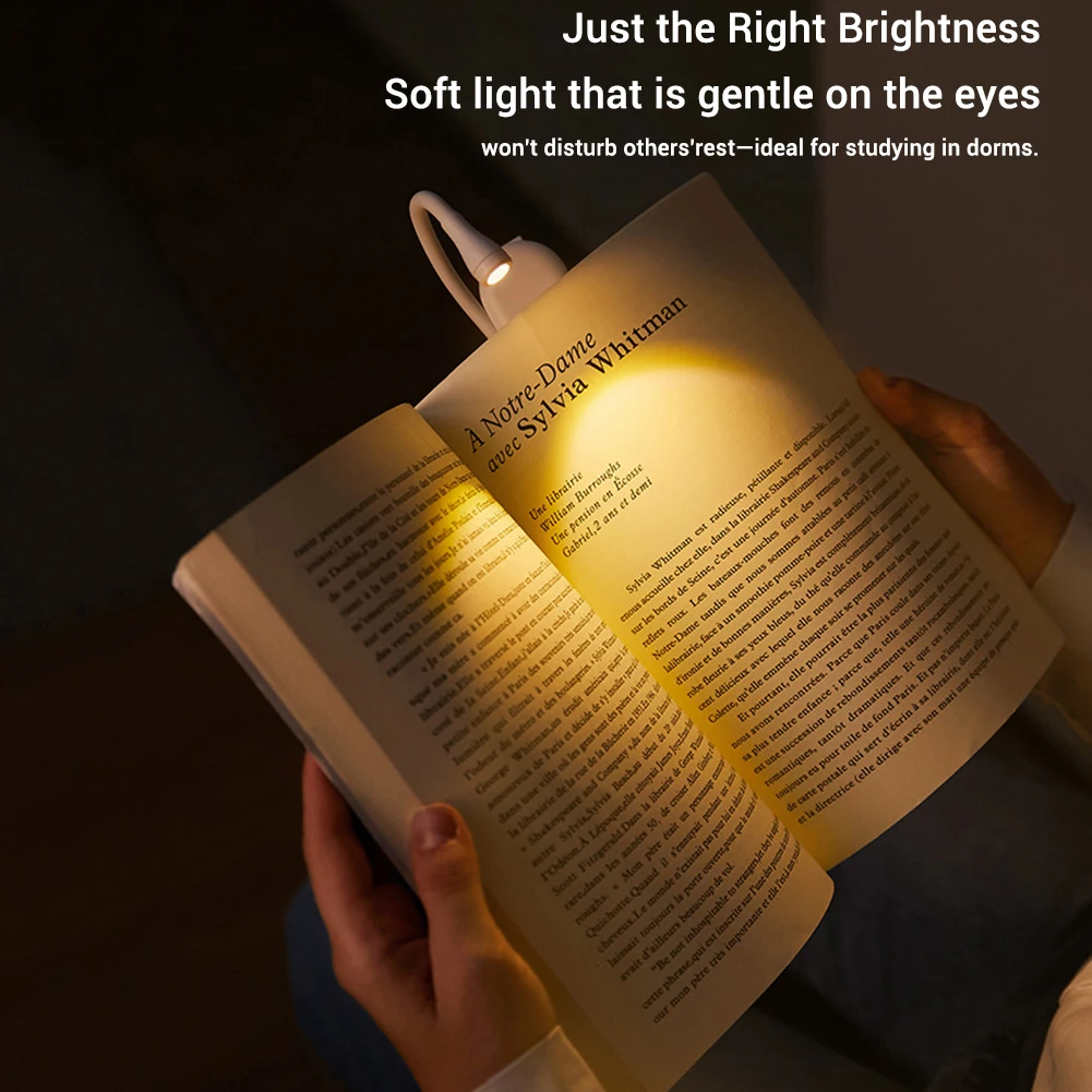 ABS Mini Rechargeable Reading Light Eye-Care Reading Light For Books In Bed Flexible Gooseneck Clip On For Book Lovers book light