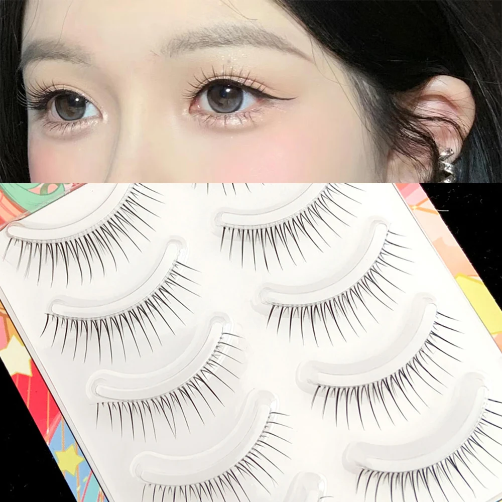 

K-Pop Fairy False Eyelashes V-shaped Natural Wispy Lash Extension Reusable Magnify Eyes Eyelashes Transparent Stems Eyelashes