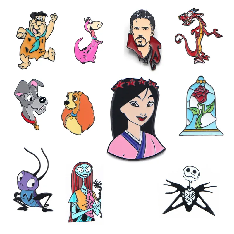 

Disney Accessories Cartoon Brooches for Women Mulan Dog Cute Anime Pin Lapel Pins for Backpacks Decoration Jewelry Friend Gift