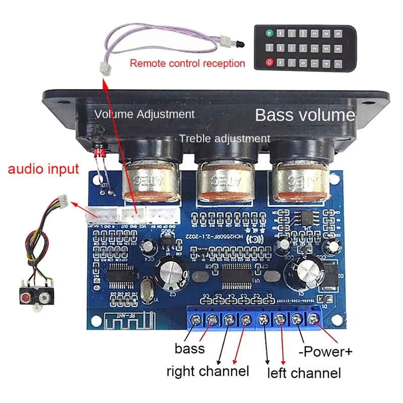 DollaTek Scheda amplificatore Bluetooth a 2.1 canali 50+50+100W Amplificatore in Classe D con modulo di ingresso microfono Adatto per sistema KTV DIY AM100