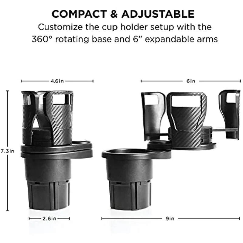 360&deg; Car cup holder multifunctional car cup holder carbon fiber retractable rotating car drink Rotating Base