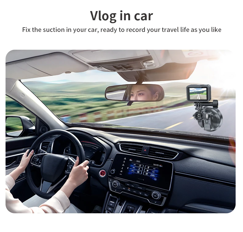 TELESIN Car Phone Action Camera Holder Suction Cup 360 Adjustable 1/4 Standard A
